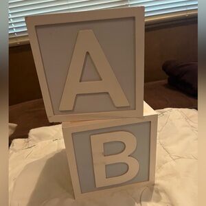 Decorative Alphabet Blocks - White and Blue